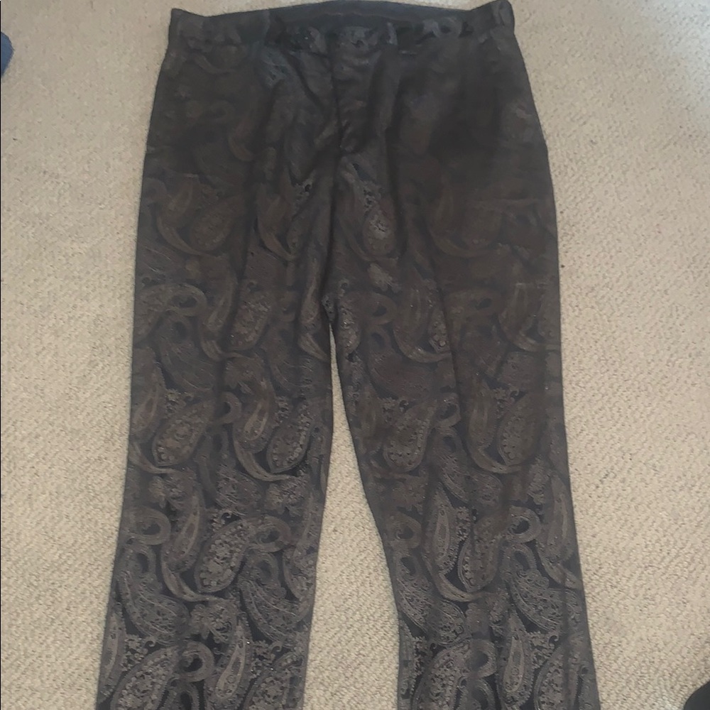 Blu Martini Men's Black Paisley Pants 35R unfinished hem